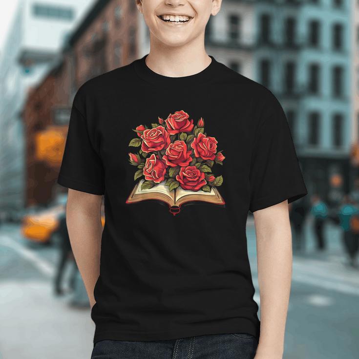 Red Roses Flowers Book Floral Graphic Youth
