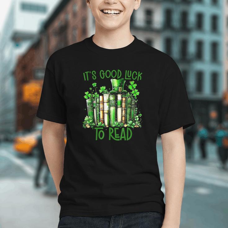 Retro Book Lucky Reading Teacher St Patrick's Day -Adults Small Cotton Blend Polyester Blend Short Sleeve Graphic Youth