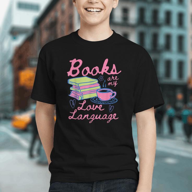 Retro Books Are My Love Language Valentine Book Lovers Graphic Youth