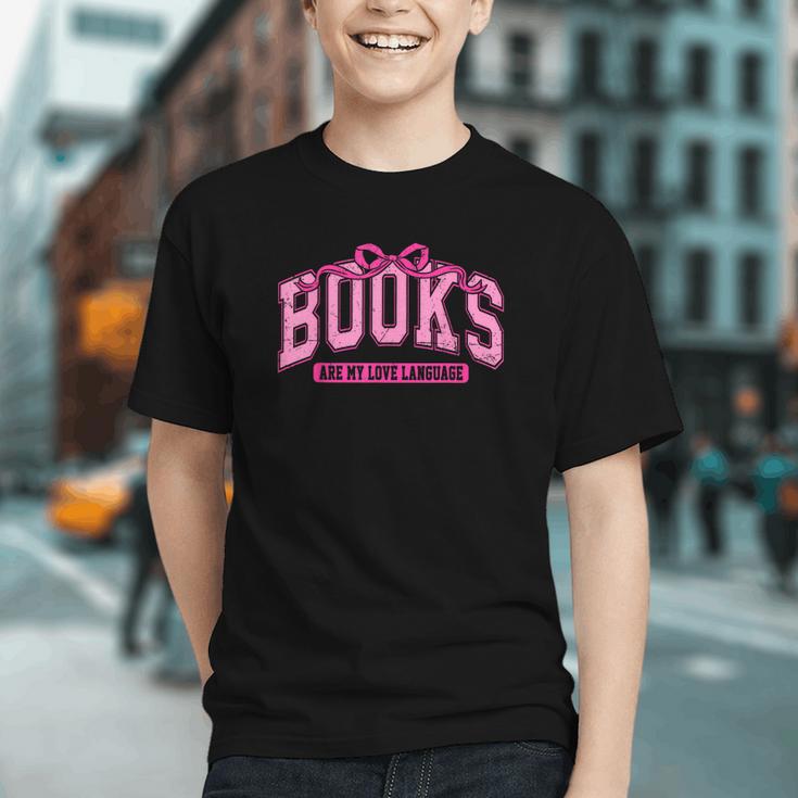 Retro Pink Coquette Bow Valentine Book Lover Varsity Graphic Youth
