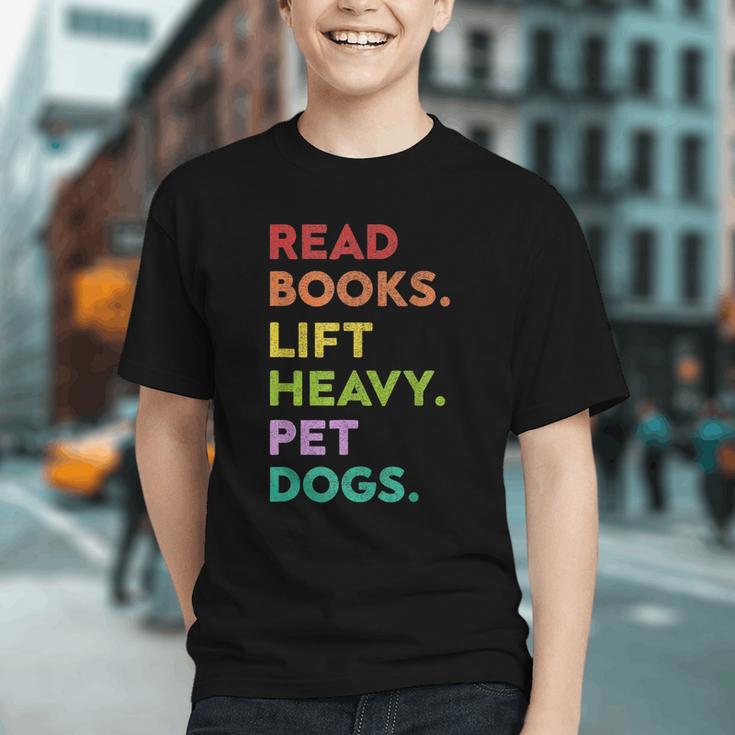 Retro Read Books Lift Heavy Pet Dogs Gym Book Lover Graphic Youth