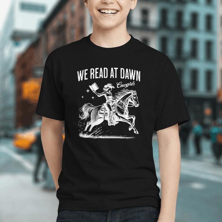 Retro We Read At Dawn Cowgirl Western Librarian Book Lover Graphic Youth