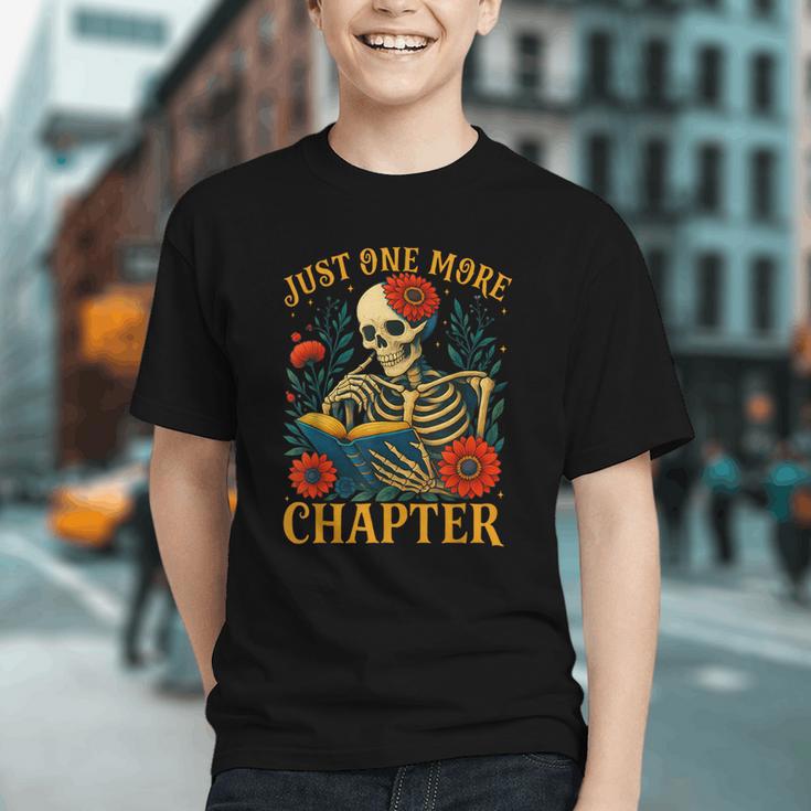 Skeleton Read Book Just One More Chapter Floral Book Lover Graphic Youth