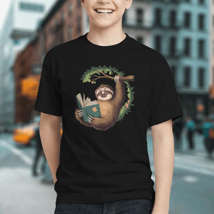Sloth Reading a Book Lazy Sloth Bookworm Graphic Youth Sloth Reading a Book Lazy Sloth Bookworm Graphic Youth