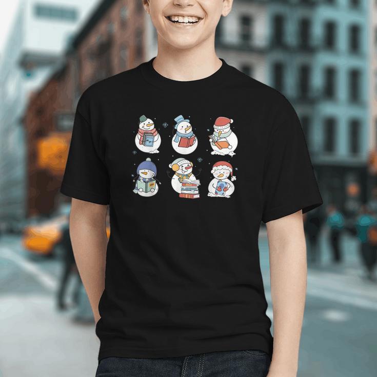 Snowman Reading Book Santa Christmas Bookish Teacher Graphic Youth