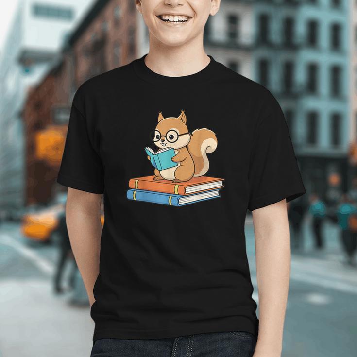 Squirrel Reading Book Glasses Bookworm Librarian Graphic Youth