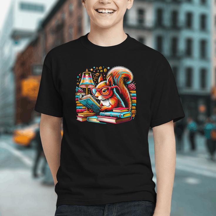 Squirrel Reading a Book Lover Bookworm Graphic Youth