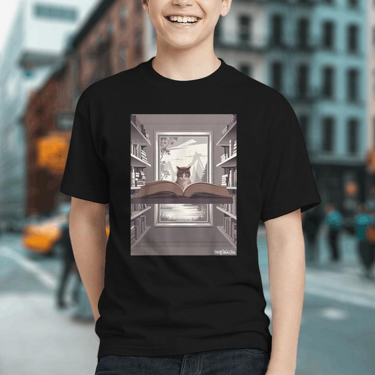 Totally Weird Tees Cat Library Book Reading Literary Graphic Youth Totally Weird Tees Cat Library Book Reading Literary Graphic Youth