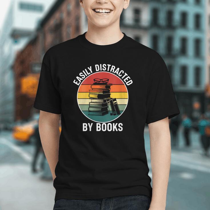 Women's Easily Distracted By Books Graphic Youth