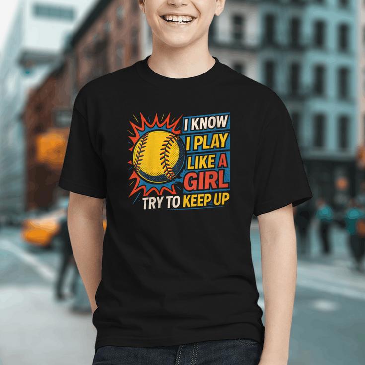 Women's Girls Softball Play Like A Girl Comic Book Pop Art Graphic Youth Women's Girls Softball Play Like A Girl Comic Book Pop Art Graphic Youth