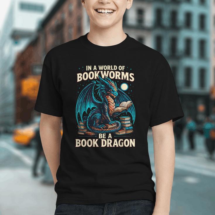 In a World Of Bookworms Be a Book Dragon Reading Graphic Youth