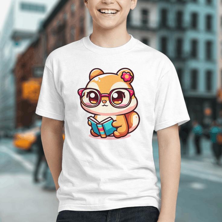 Adorable Book Lover Chipmunk With Reading Glasses Cute Premium Graphic Youth
