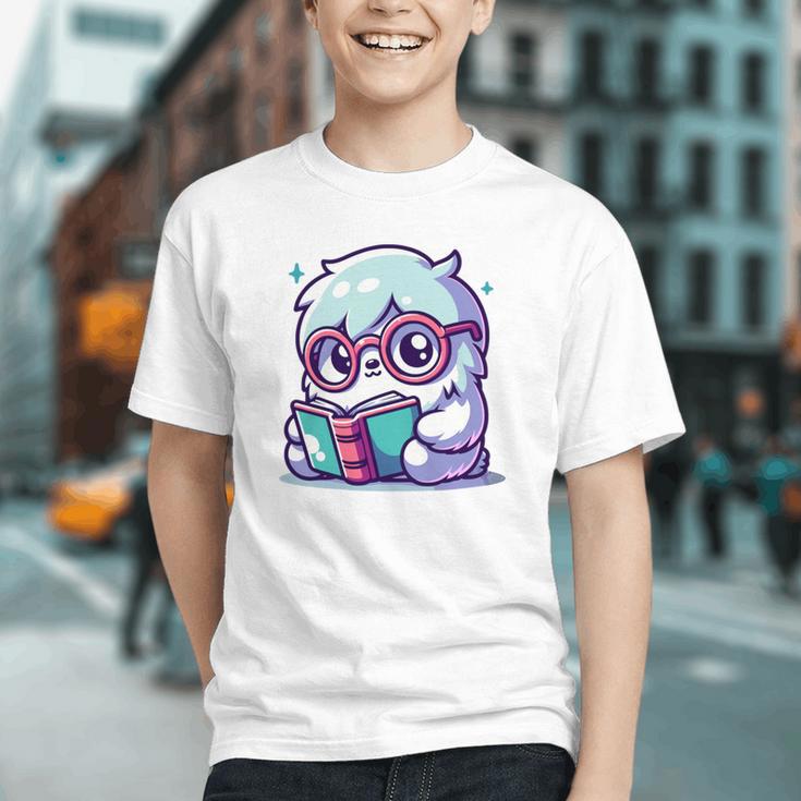 Adorable Book Lover Yeti With Reading Glasses Cute Graphic Youth