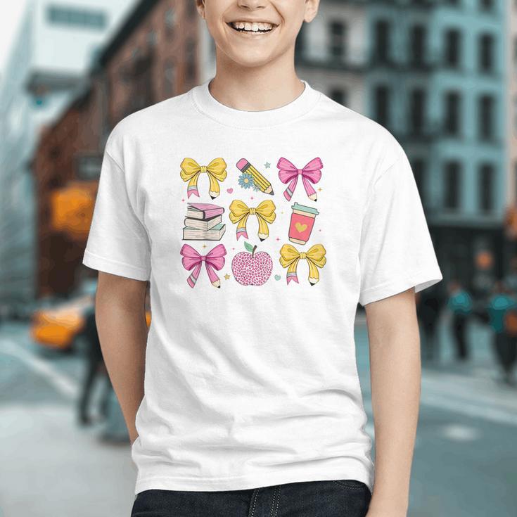 Apple Coquette Bow Books First Day Of School Back To School Graphic Youth Apple Coquette Bow Books First Day Of School Back To School Graphic Youth