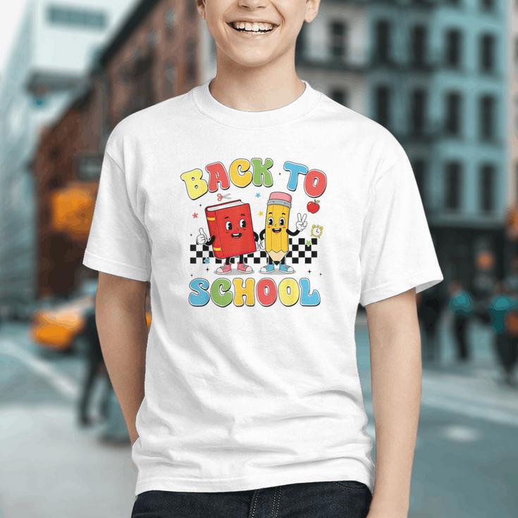 Back To School Checkered Book Pencil Groovy Teacher Student Graphic Youth Back To School Checkered Book Pencil Groovy Teacher Student Graphic Youth