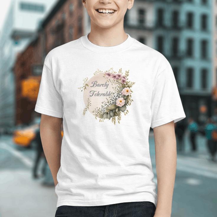 Barely Tolerable Book Lover Bookish Floral Bookworm Graphic Youth