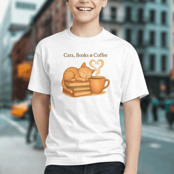 Cats Books And Coffee Heart Cozy Cat Lover Bookworm Readers Graphic Youth Cats Books And Coffee Heart Cozy Cat Lover Bookworm Readers Graphic Youth