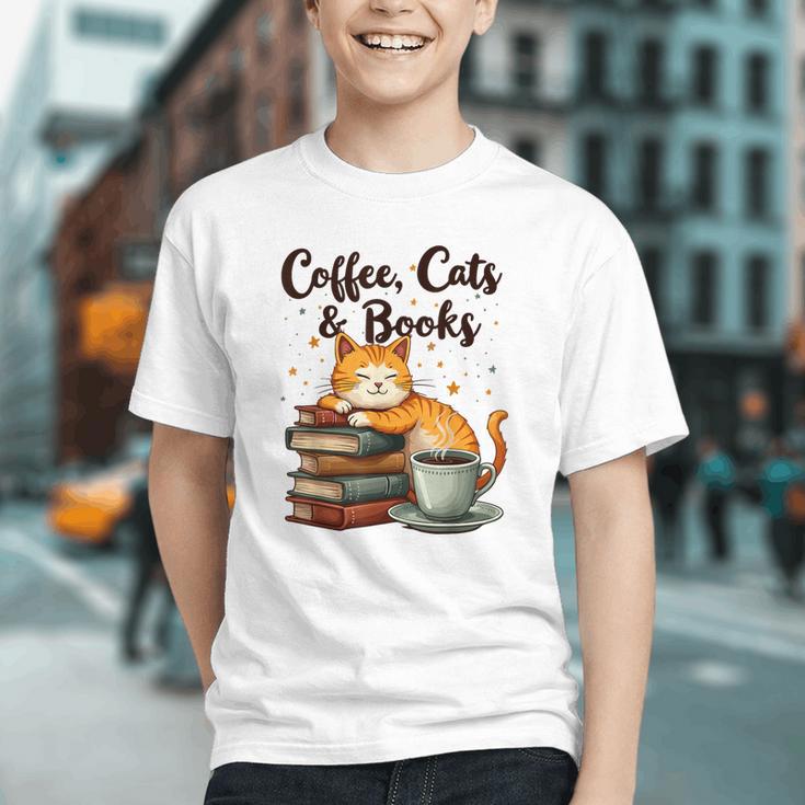 Coffee Cats And Books Lover For Women & Girls Coffee Graphic Youth