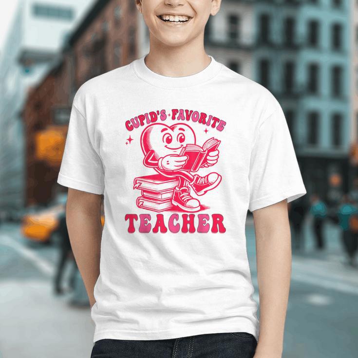 Cupid's Favorite Teacher Valentines Day Heart Book Lover Graphic Youth