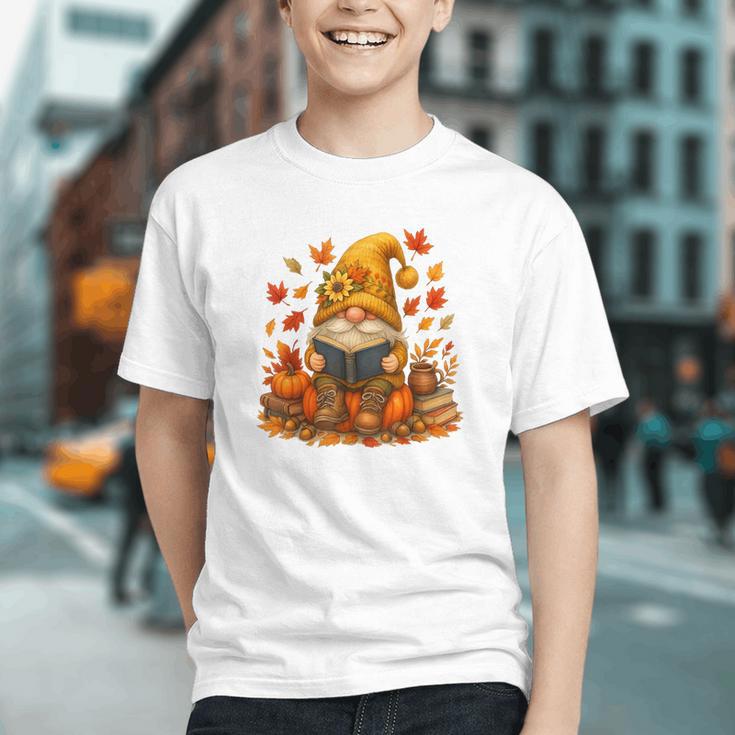 Cute Autumn Gnome Reading Pumpkin Book Lover Graphic Youth Cute Autumn Gnome Reading Pumpkin Book Lover Graphic Youth