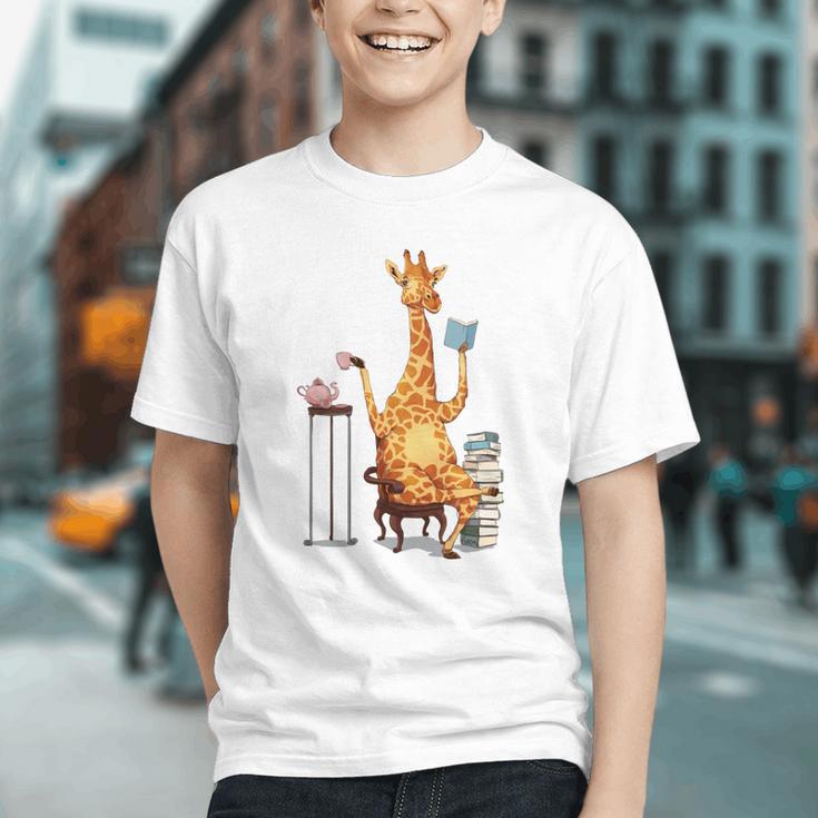 Giraffe Reading Tea Books Coffee Book Lover Graphic Graphic Youth