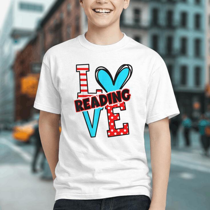 I Heart Books Love Reading Red And Stripe Animated Cat For Men Women Girls Kids Graphic Youth