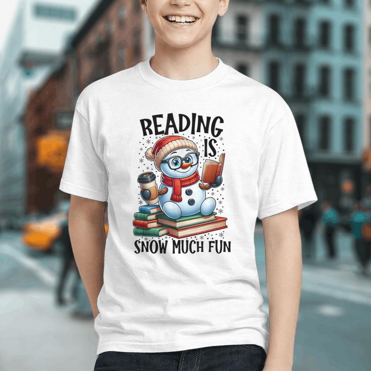 Reading Is Snow Much Fun Christmas Bookworm Snowman Reading Graphic Youth