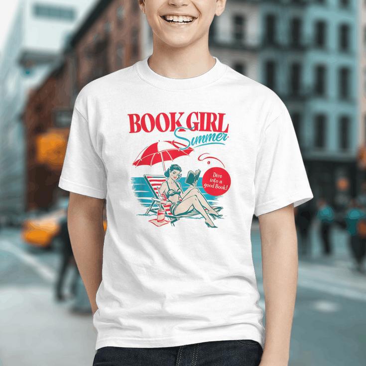 Retro Book Girl Summer For Women Beach Reading Graphic Youth