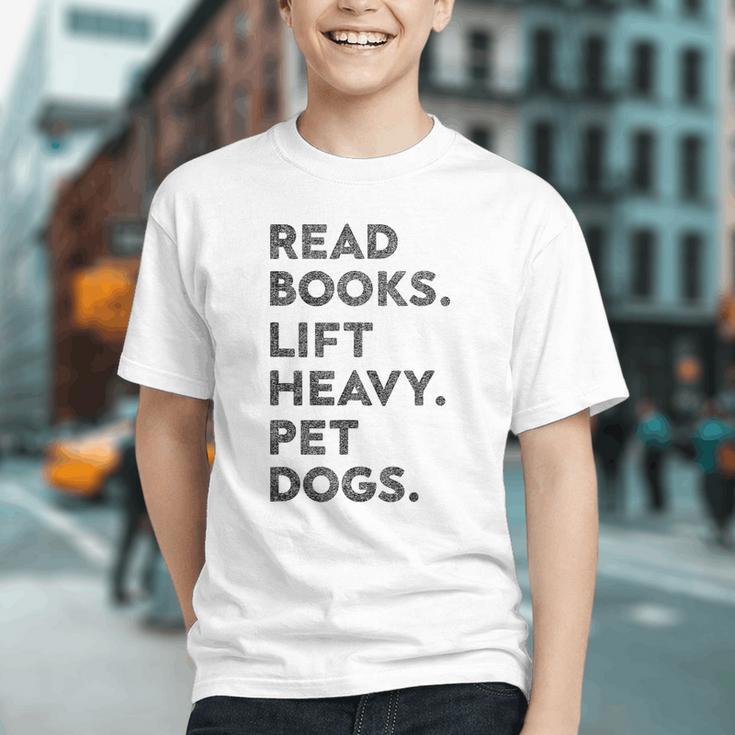Retro Gym Book Lover Read Books Lift Heavy Pet Dogs Graphic Youth