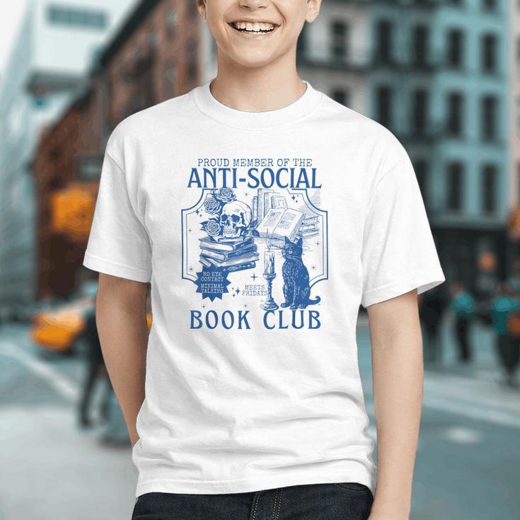 Sarcastic Anti Social Book Club Cat Skull Book Lover Graphic Youth Sarcastic Anti Social Book Club Cat Skull Book Lover Graphic Youth