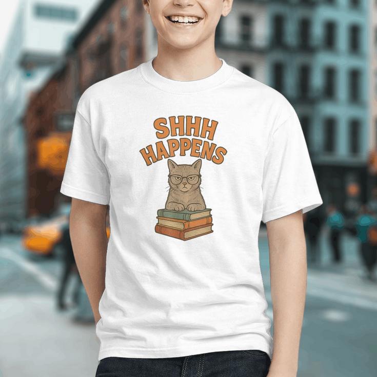 SHHH Happens Librarian Cat Books Library Graphic Youth