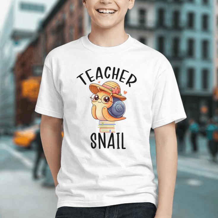 Teacher Snail With Glasses On Books Cute Pre-K Kindergarten Graphic Youth