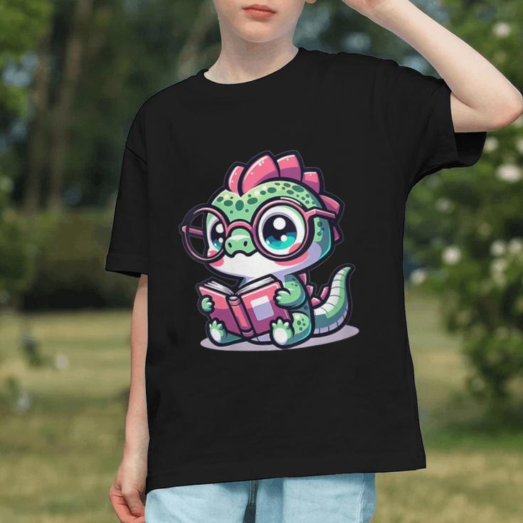 Adorable Book Lover Basilisk With Reading Glasses Cute Graphic Youth