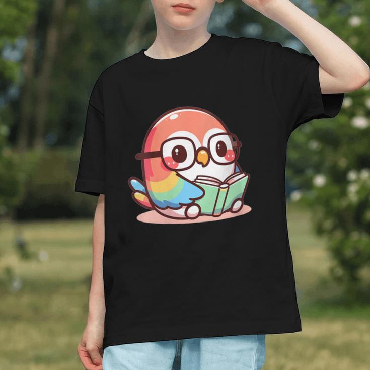 Adorable Book Lover Parrot With Reading Glasses Cute Graphic Youth