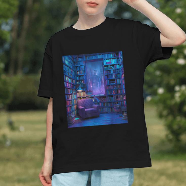 Book Library Bookshelf Armchair Window Pattern Print Graphic Youth