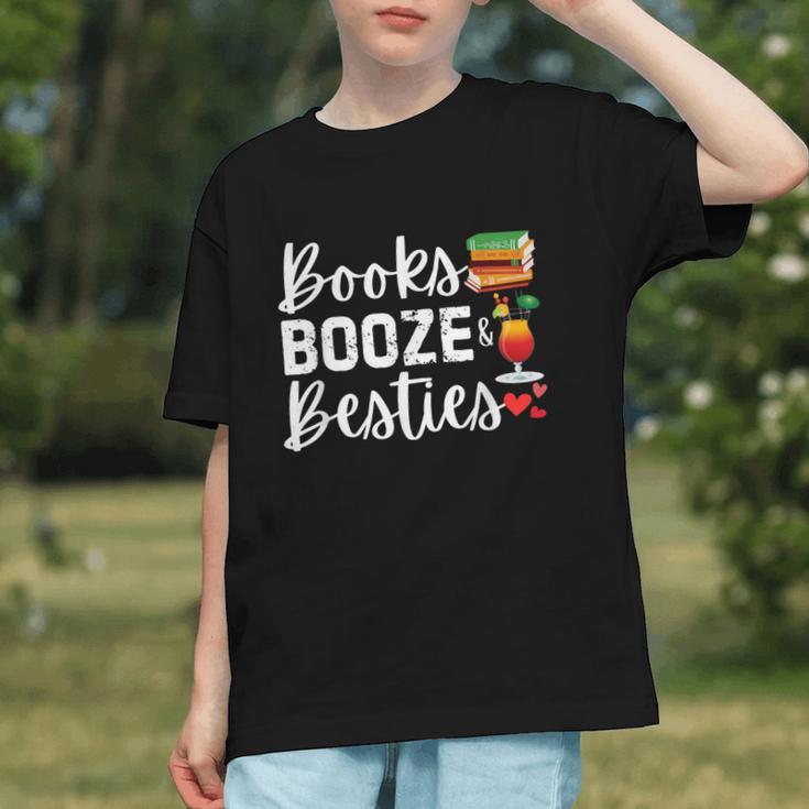 Books Booze And Besties Book Lover Bestie Squad Twinning Graphic Youth