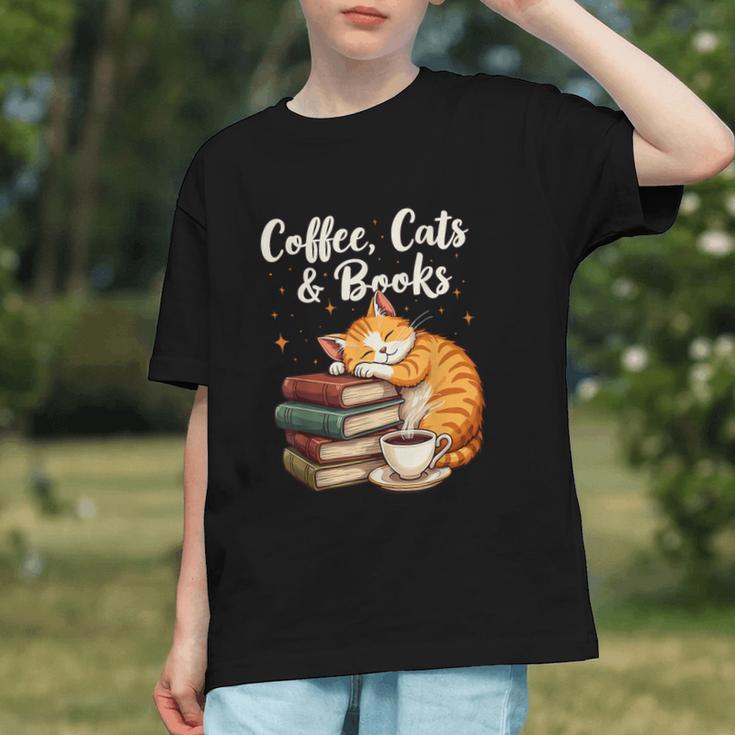 Coffee Cats & Books Lover For Women & Girls Coffee Graphic Youth