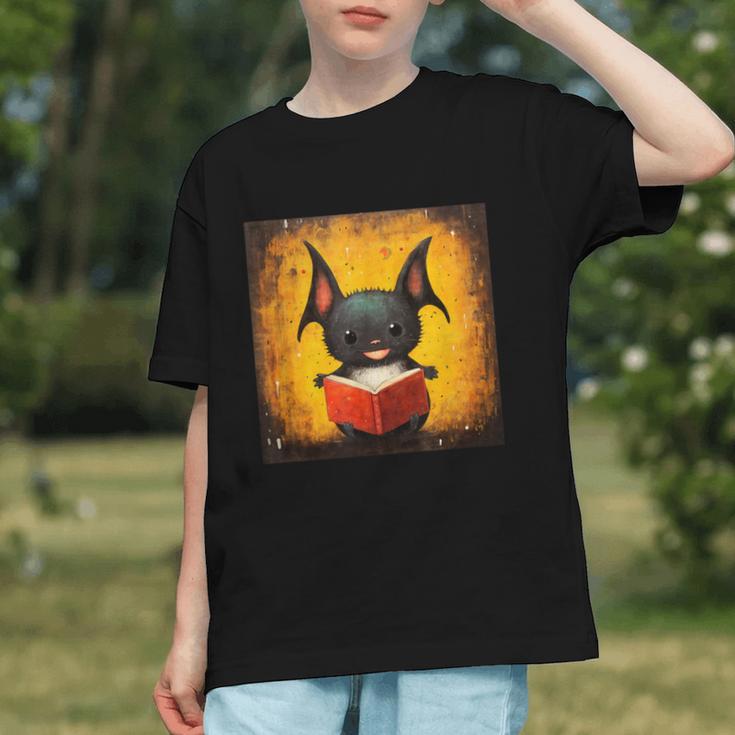 Colorful Sketch Oil Painting Of A Bat Reading Book Graphic Youth