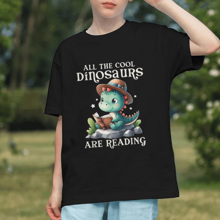All The Cool Dinosaurs Are Reading Book Reader T-Rex Kawaii Graphic Youth