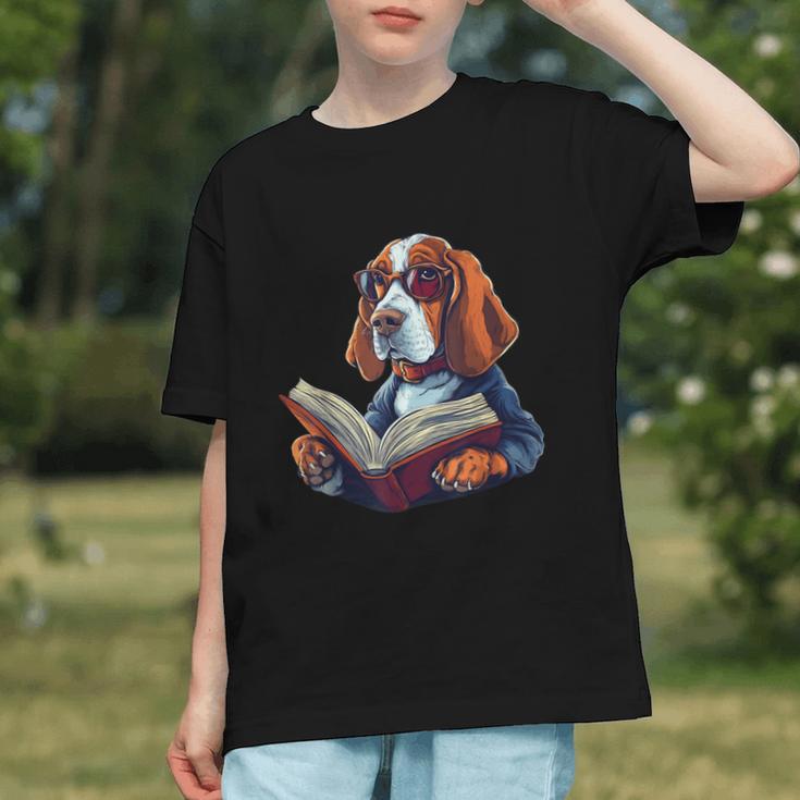 Cute Dog Basset Hound Reading Book Graphic Youth Cute Dog Basset Hound Reading Book Graphic Youth