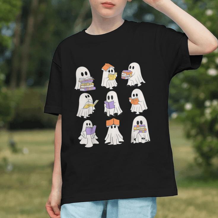 Cute Ghost Reading Books Teacher Halloween Reading Men Women Kids Graphic Youth