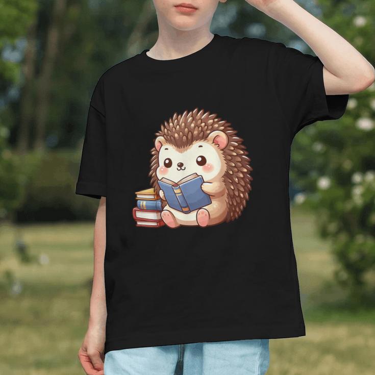 Cute Hedgehog Book Lover Readers Animal Reading Graphic Youth