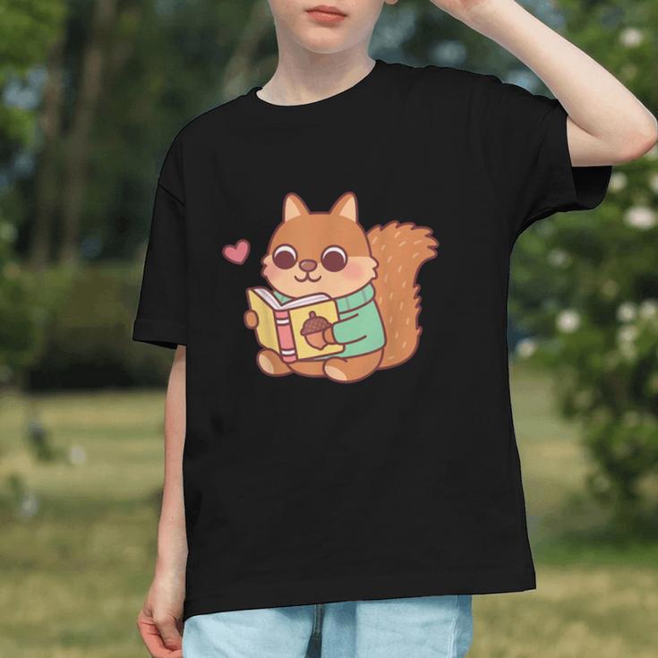 Cute Squirrel Reading A Book Lovers Anime Kawaii Women Kids Graphic Youth