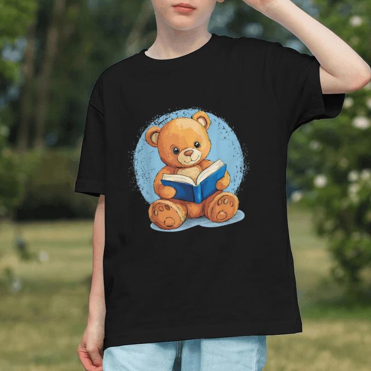 Cute Teddy Bear Reading Book Fun Graphic Youth