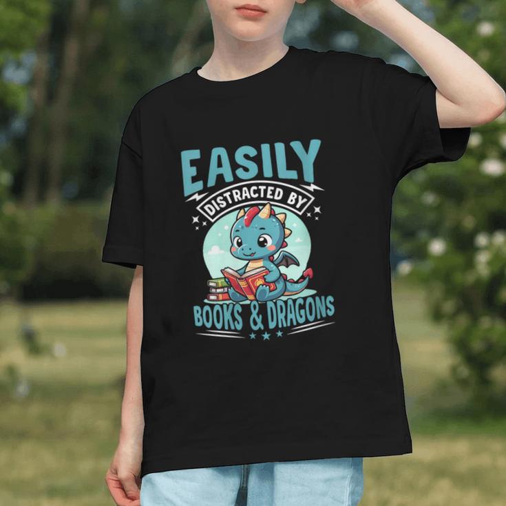 Easily Distracted By Books And Dragons Nerds Graphic Youth