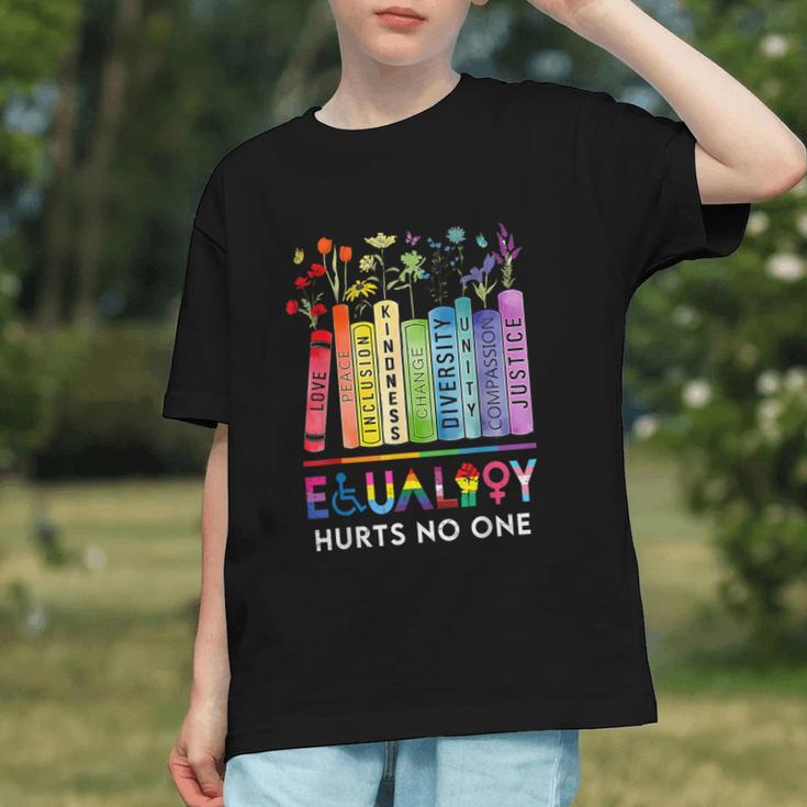 Equality Hurts No One Book Flower Rainbow Pride Month LGBTQ Graphic Youth