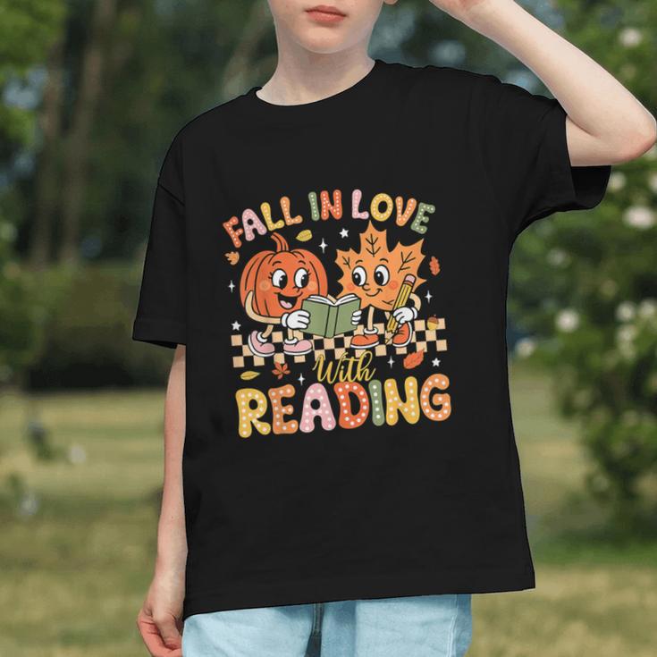 Fall In Love With Reading Autumn Pumpkin Teacher Book Lover Graphic Youth