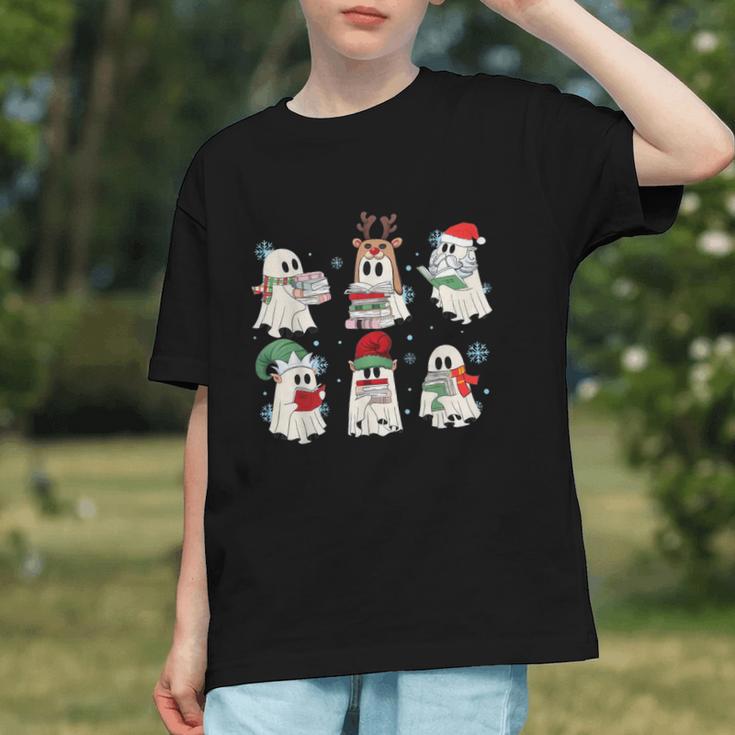 Ghost Santa Elf Squad Read Books Bookish Librarian Christmas Graphic Youth