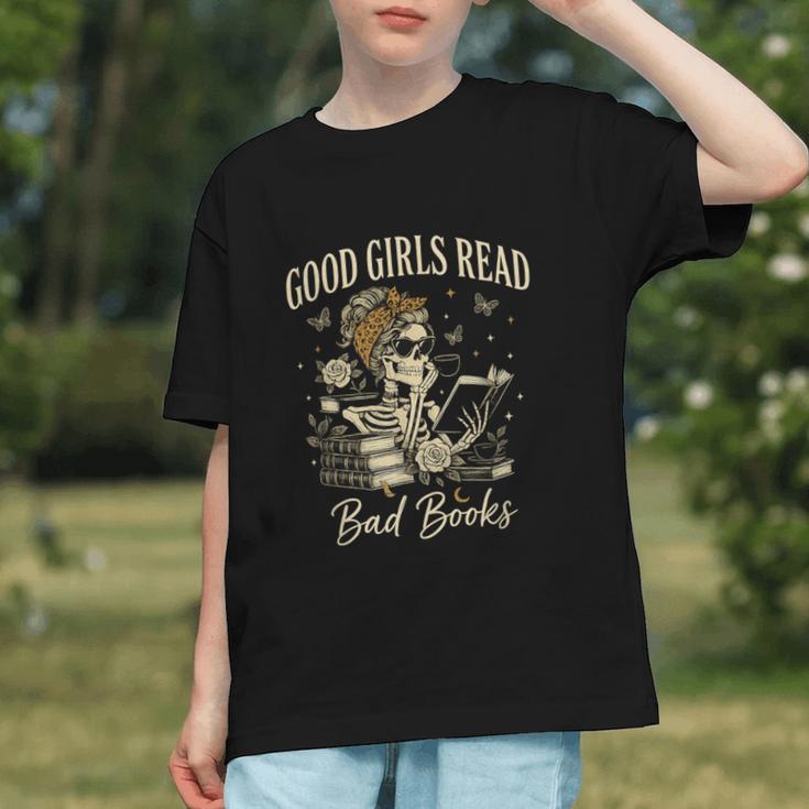 Good Girls Read Bad Books Vintage Skeleton Reader Graphic Youth