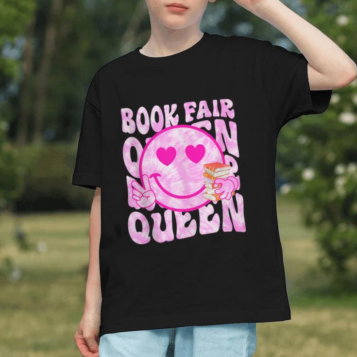 Library Book Fair Queen Vibe Groovy Tie Dye School Reading Graphic Youth